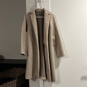 Zara Long Wool Coat Oatmeal Womens S